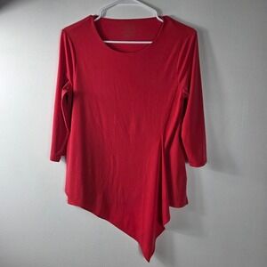 Chicos The Ultimate Tee Red Asymmetrical Tunic Top Size‎ 0 Petite